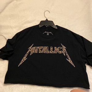 Cheetah print Metallica crop top from Tillys